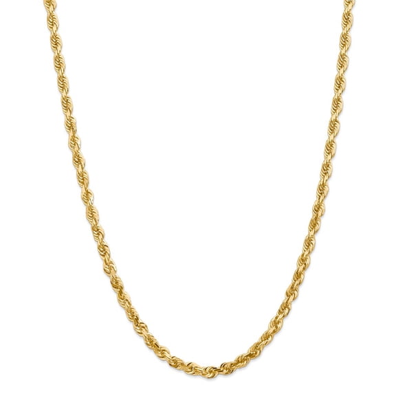14K Yellow Gold necklace Rope chain Diamond-cut 20 in 5 mm
