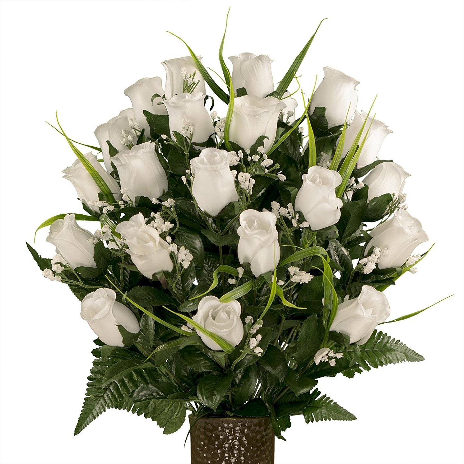 White Roses with Lily Grass, featuring the StayInTheVase Design(C