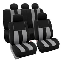 FH Group Striking Striped Universal Fit Car Seat Covers For Truck SUV Van - Gray Full Set