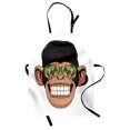 thumbnail image 1 of Monkey Apron Funny Hipster Animal Chimpanzee Character Portrait with Colorful Geometric Glasses, Unisex Kitchen Bib Apron with Adjustable Neck for Cooking Baking Gardening, Multicolor, by Ambesonne, 1 of 3