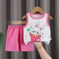 thumbnail image 2 of TOWED22 Infant Toddler Boy Summer Clothes Sleeveless Tank Tee + Cute Graphic Pocket Shorts 2pcs Outfits Set(Pink,3-9 M), 2 of 4