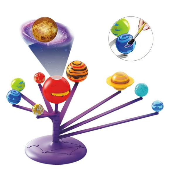 Planet Model Kit Funny Educational STEM DIY Project Painting Brush for Children