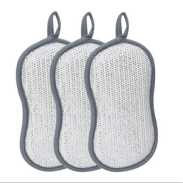Paño esponja de fibra de bambú - Fregar de cocina de 2 lados para platos, paño antiadherente y de secado rápido, reutilizable para ollas y sartenes