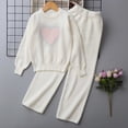 thumbnail image 4 of Oiangi Girls Fall Clothes Outfits Lounge Knit Sets Crewneck Sweater and Pant for Cold Weather White 10-11Years, 4 of 9