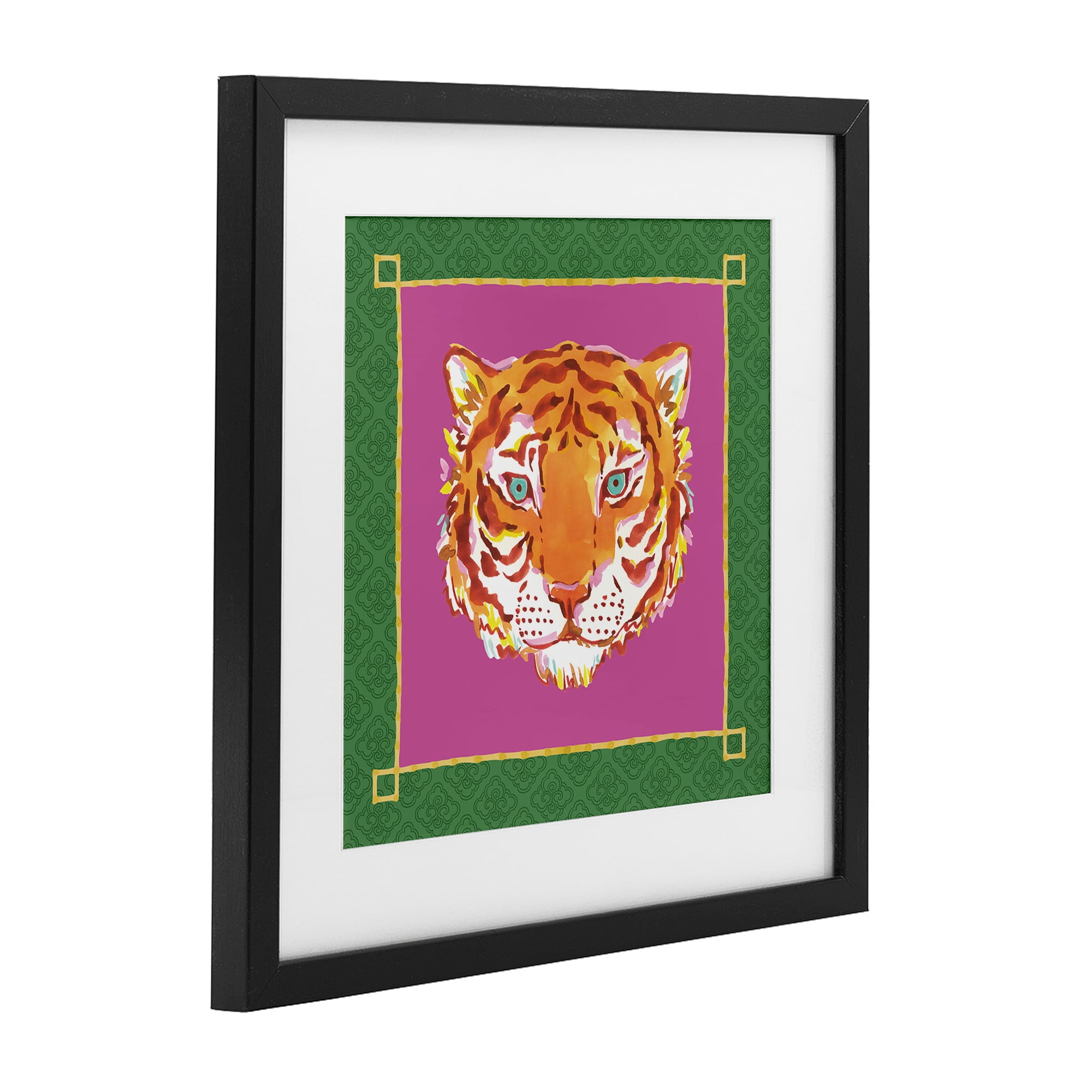 Stupell Industries Bordered Exotic Tiger Portrait Black Framed Print Under Glass, design by Karolina Sato