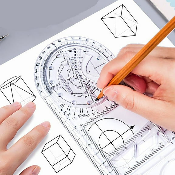Under 10,Multifunctional Student Math Ruler,Multifunctional Rotatable Active Math Ruler Drawing Template Christmas Celebration|Plastic,Blue,Vsgery