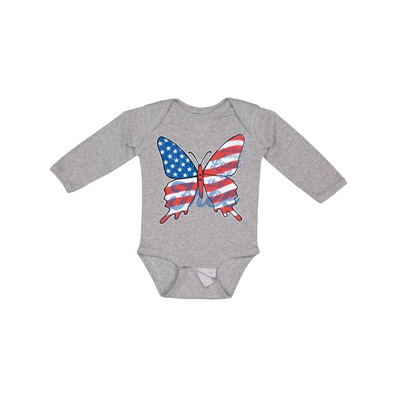 Inktastic Patriotic Butterfly Girls Long Sleeve Baby Bodysuit