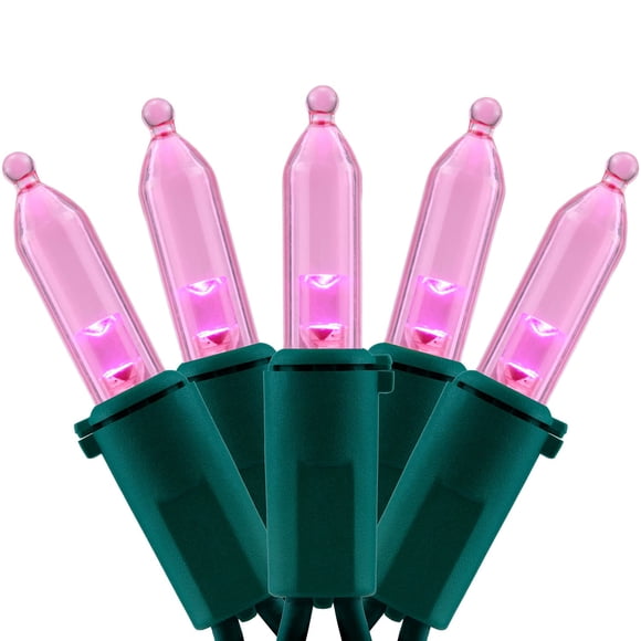 Luces navideñas YULETIME 200 LED rosas, 20 m, cable verde