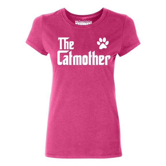 The Catmother Cat Lovers Mother's Day Women's T-shirt, M, Cyber Pink