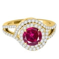 thumbnail image 3 of Mauli Jewels Women’s 1.85 Ct Halo Split Shank Ruby and Lab Grown Diamond Bridal Set in 14K Rose, White, and Yellow Gold, 3 of 8