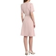 thumbnail image 3 of INSPIRE CHIC Women's Cocktail A-Line Dress Choker V Neck Short Sleeve Belted Elegant Flare Dresses M Pink, 3 of 5