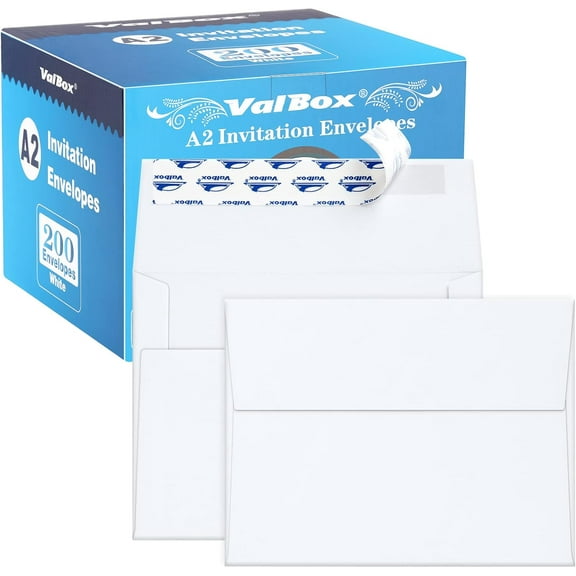 A2 Invitation Envelopes 4.375x5.75" White Self Seal for Invitations, Photos, Wedding, Announcements, Thank you Notes, RSVP, Greeting Cards, 4-3/8 x 5-3/4 Inches (Pack of 200)