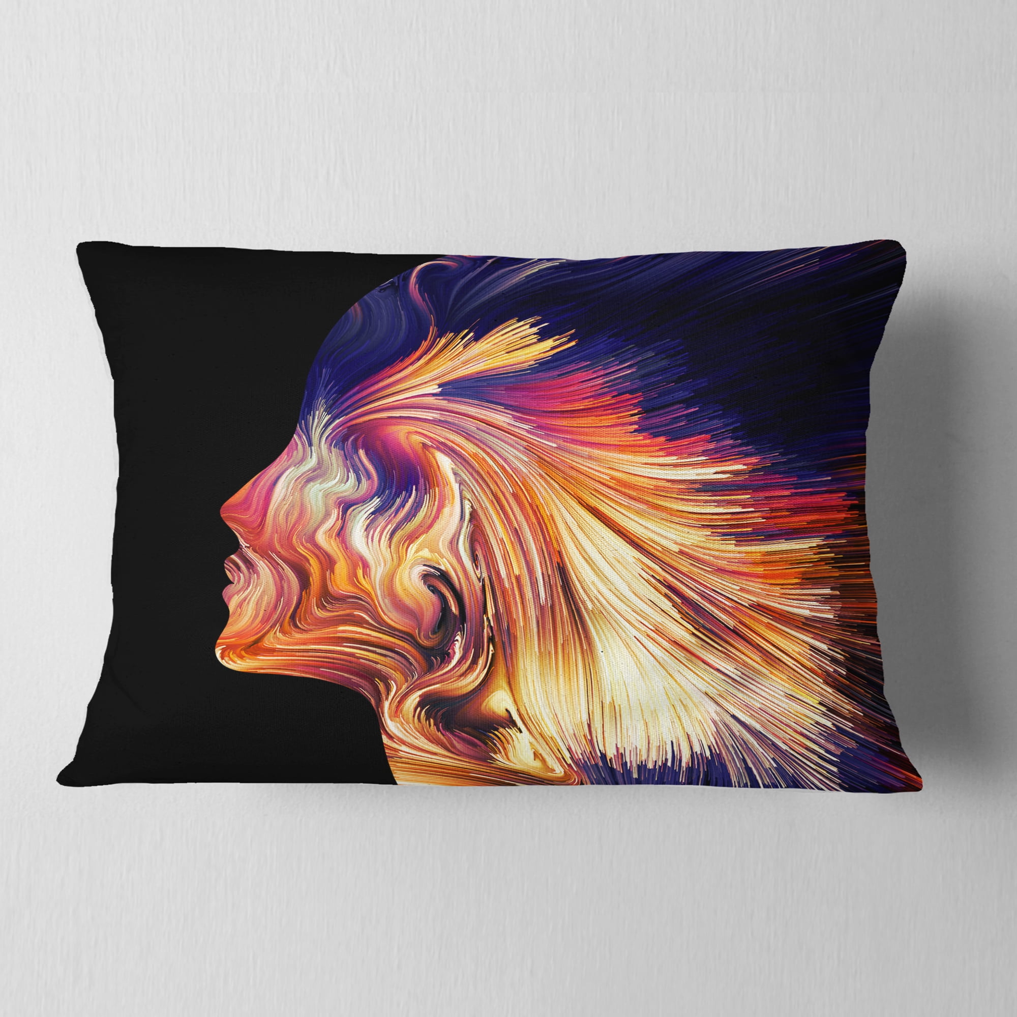Designart Explosion of Thought - Abstract Throw Pillow - 12x20