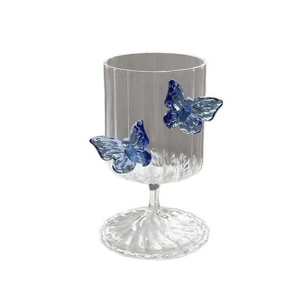 Red Wine Glasses  Romantic Wine Glasses with 3D Butterflies Creative Cocktail Drinking Glasses Unique Goblet Juice Glass for Wedding Valentine Partys (Stripes glass)