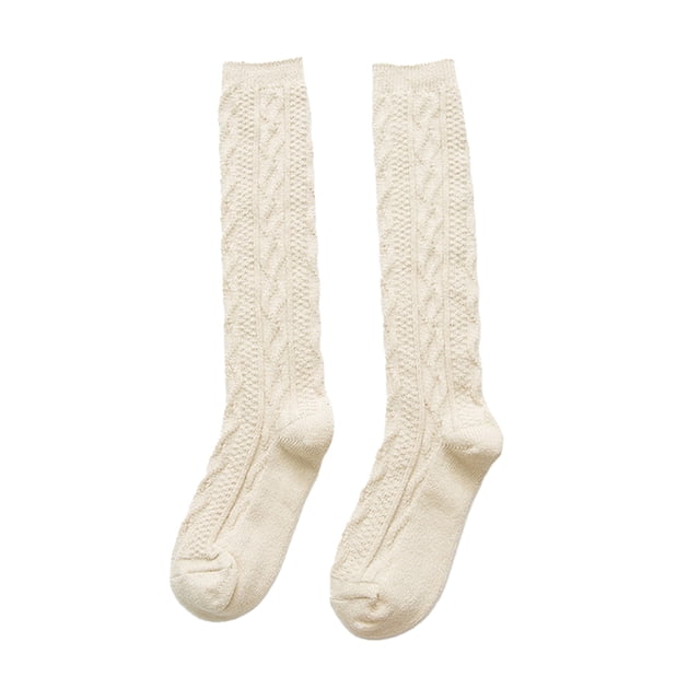 Unatoiry Bas Épais Mode Respirants Chaussettes Chaudes Tricot Protection Uniforme Accessoires Robe Hiver beige 1Ensemble