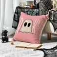 thumbnail image 3 of Sm:)e Scary Hey Boo Cute Ghost Spooky Halloween Throw Pillow Covers, 16X16 Inch Set of 4, Striped, Pink, 3 of 7