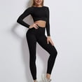 thumbnail image 5 of cfhntfmh Workout Sets for Women Slim Crewneck Long Sleeve Crop Tops Soft Stretch Athletic Running Yoga Outfits, 5 of 6