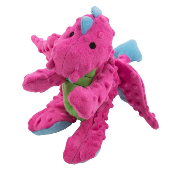 goDog Dragons Squeaky Plush Dog Toy, Chew Guard Technology, Pink, Large