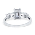 thumbnail image 3 of Emerald Cut Engagement Ring Simulated Cubic Zirconia 925 Sterling Silver Size 9, 3 of 5