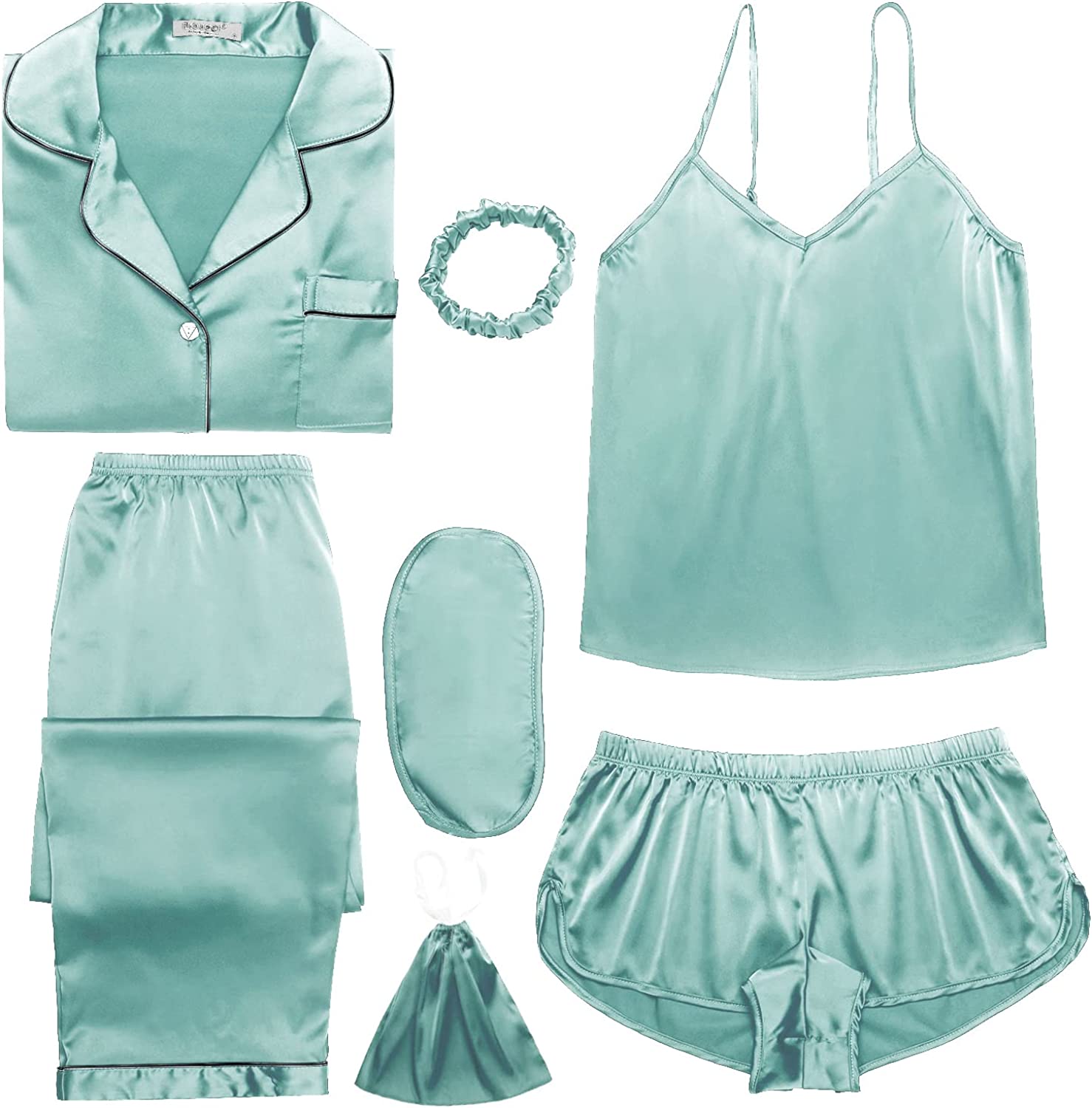 Ekouaer Sleepwear for Womens Sexy Silk Pajamas Set Satin Cami Pjs Set