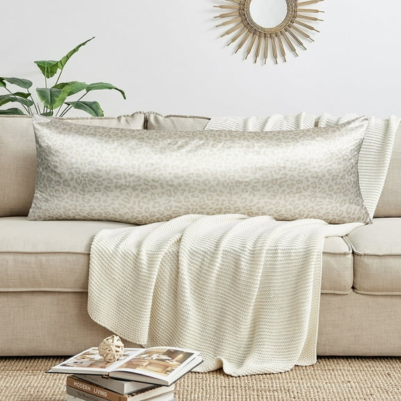 Sweet Jojo Designs Cheetah Ivory Beige Gold Body Pillow Cover Case 54x20 (Pillow Not Included)