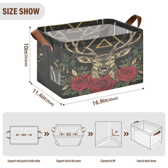 BZSMCE Collapsible Fabric Cube Storage Bins Ffyy3_design_an_emblem_featuring_the_head_of_a_deer_with_antler_4850b562-7ea4-4947-ab3a-198f8253fd9b Design Pattern Storage Box