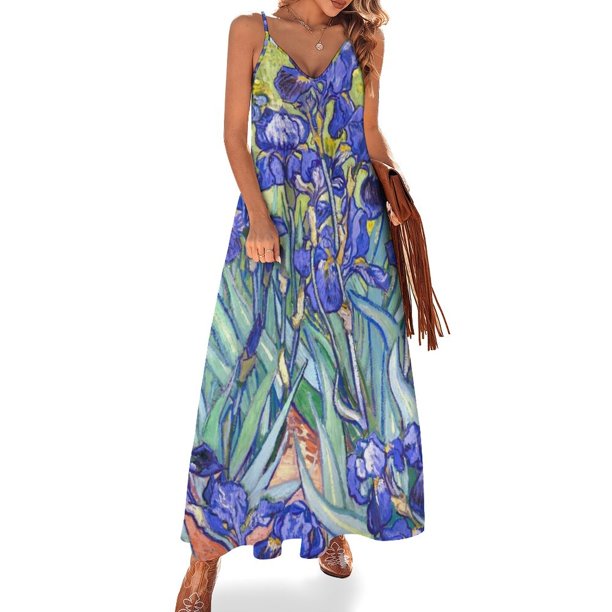 Vestido sin mangas Vincent Irises Vestido de verano Mujeres coreanas Vestidos de mujer