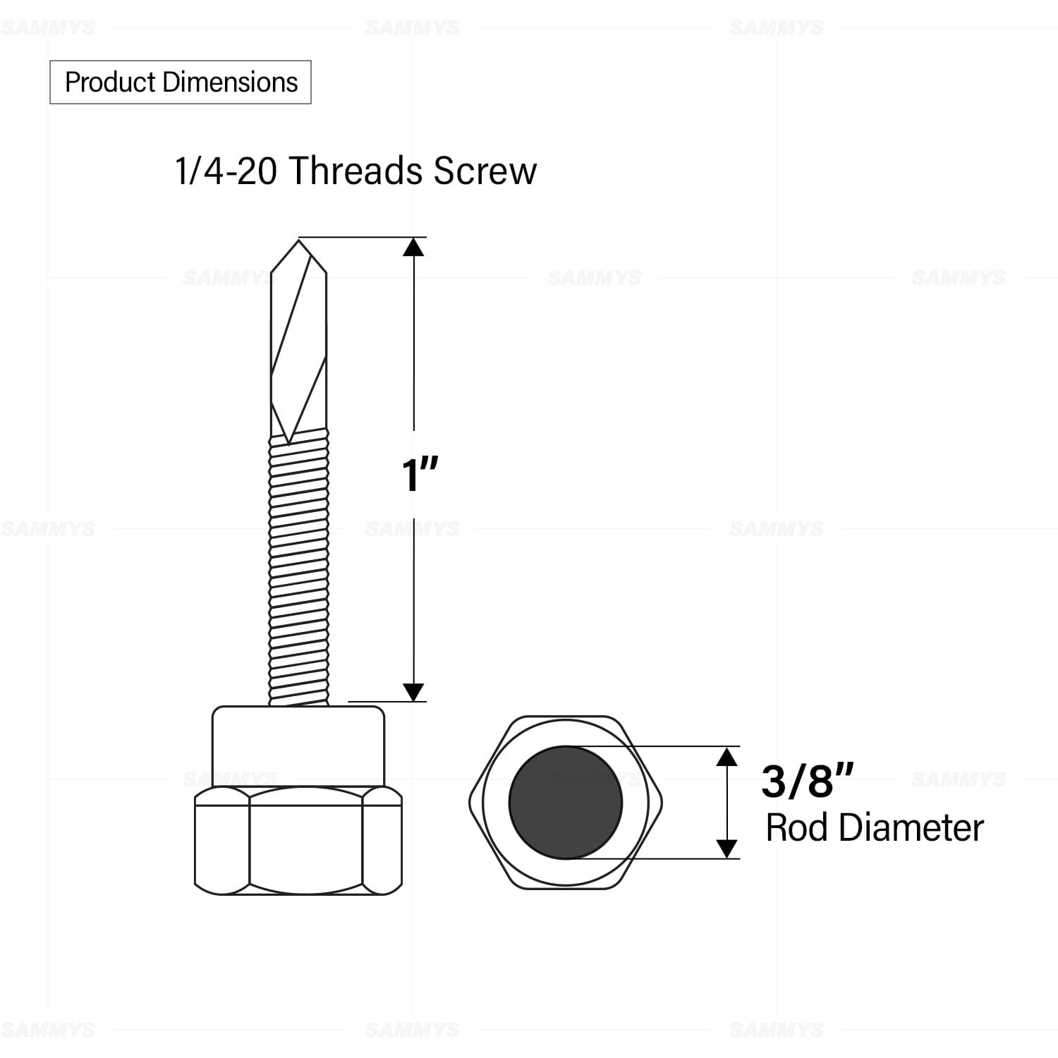 Everflow Sammys 8038957-25 DSTR 1 3/8 Inch Screw Vertical Threaded Rod Anchor Designed for Steel Structure, Steel with Electro-Zinc, Corrosion Resistance, 1/4-20 x 1 Inch Screw Length - (Pack of 25)