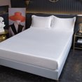 thumbnail image 1 of Wweixi Breathable Solid Color Satin Sheets Machine Washable Comfortable Durable Protects Mattress Odorless white 1Set, 1 of 6