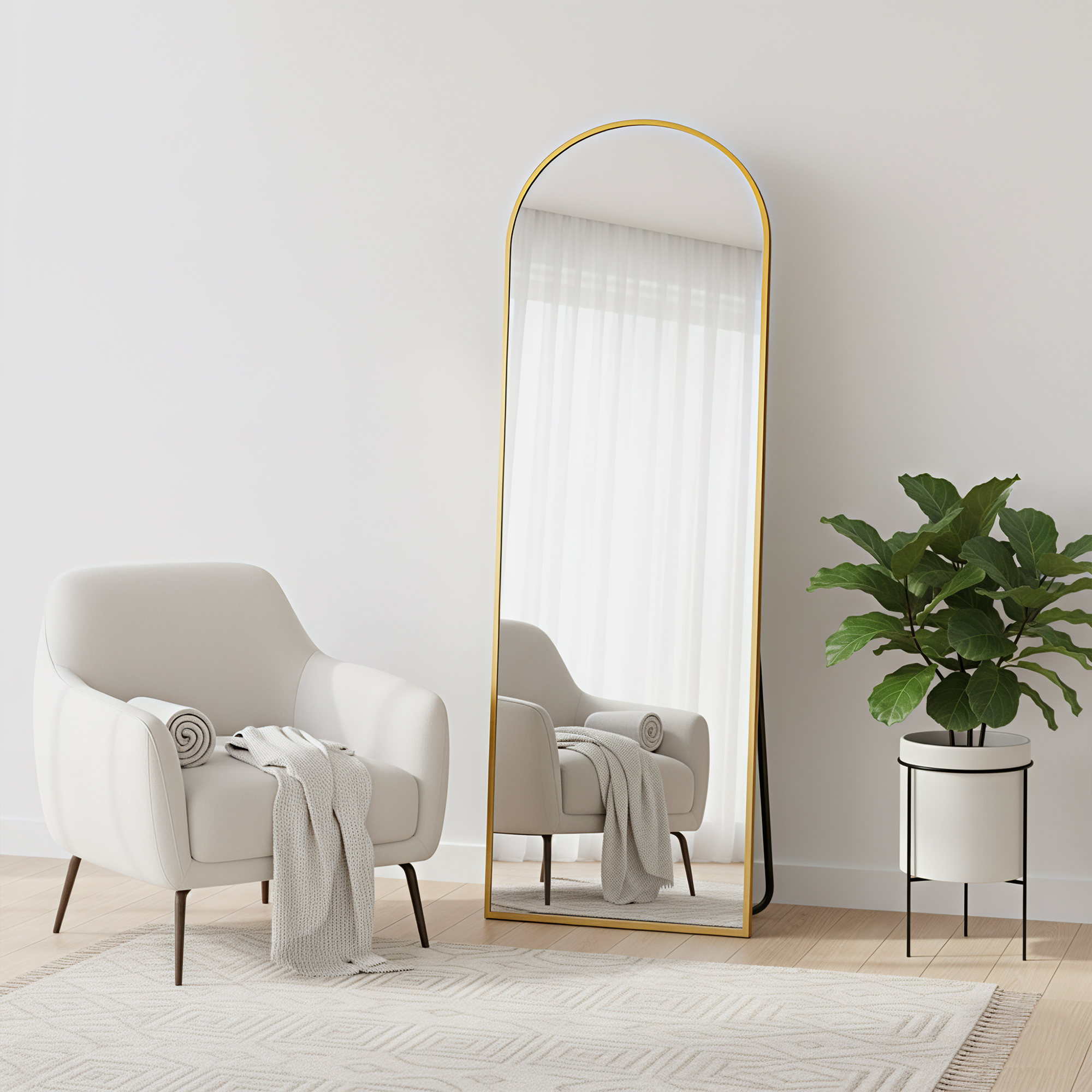 MAYEERTY Gold Arch Full Length Mirror, Wall Mount or Freestanding for Bedroom/Living Room, 58" × 18"