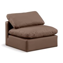 Meridian Furniture Indulge Contemporary Vegan Leather Armless Chair in Brown