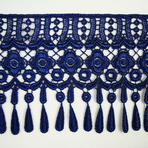 4" White Black Ivory Red Blue Gray Teardrop Fringe Venice Lace Trim Sold By 15"