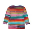 thumbnail image 4 of Ugoldhm Girls 3/4 Sleeve Crewneck Tops Casual Fashion Striped Tees Sizes 3-11, 4 of 5