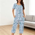 thumbnail image 2 of Tnhcen Short Sleeve Capri Pants with Pockets Fashionable 2-Piece Women's Print Summer Pajama Set S-3XL, 2 of 6