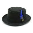 thumbnail image 2 of GDREDA Unisex Wool Fedora Hat Traditional Bavarian Style With Feather For Oktoberfest And Outdoor Festivities Hat Leopard Pattern, 2 of 4