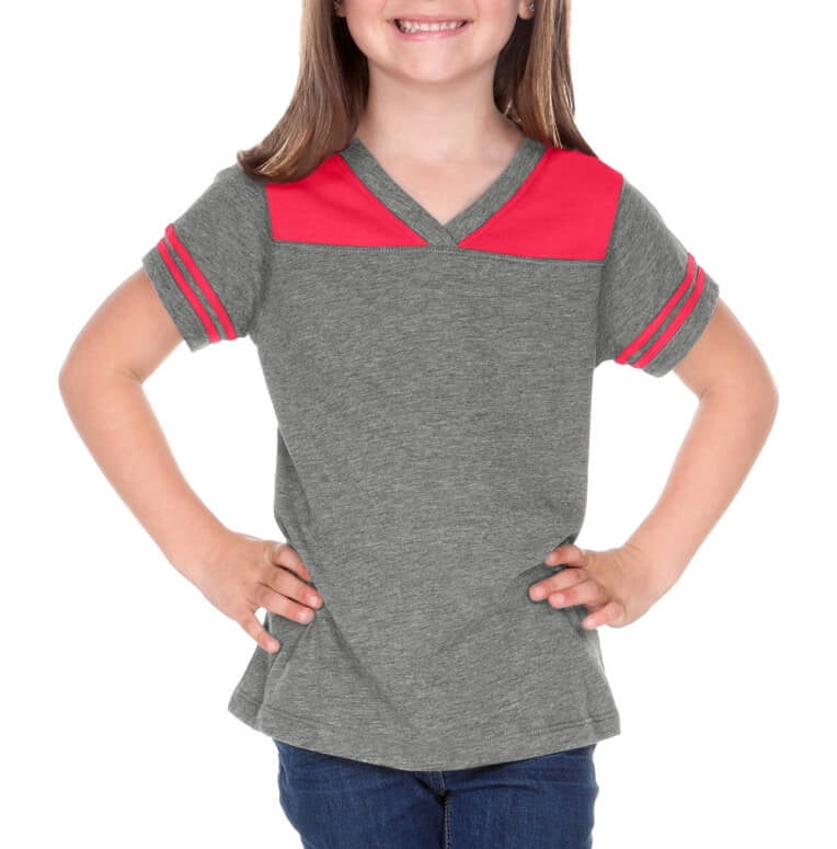 Kavio Kavio! Little Girls 36X Sheer Jersey V Neck Football Tee Dark