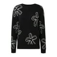 thumbnail image 7 of Daznico Womens Sweater,Sweaters for Women Casual Crewneck Long Sleeve Floral Print Knit Pullover Sweater Tops-Black-S, 7 of 7