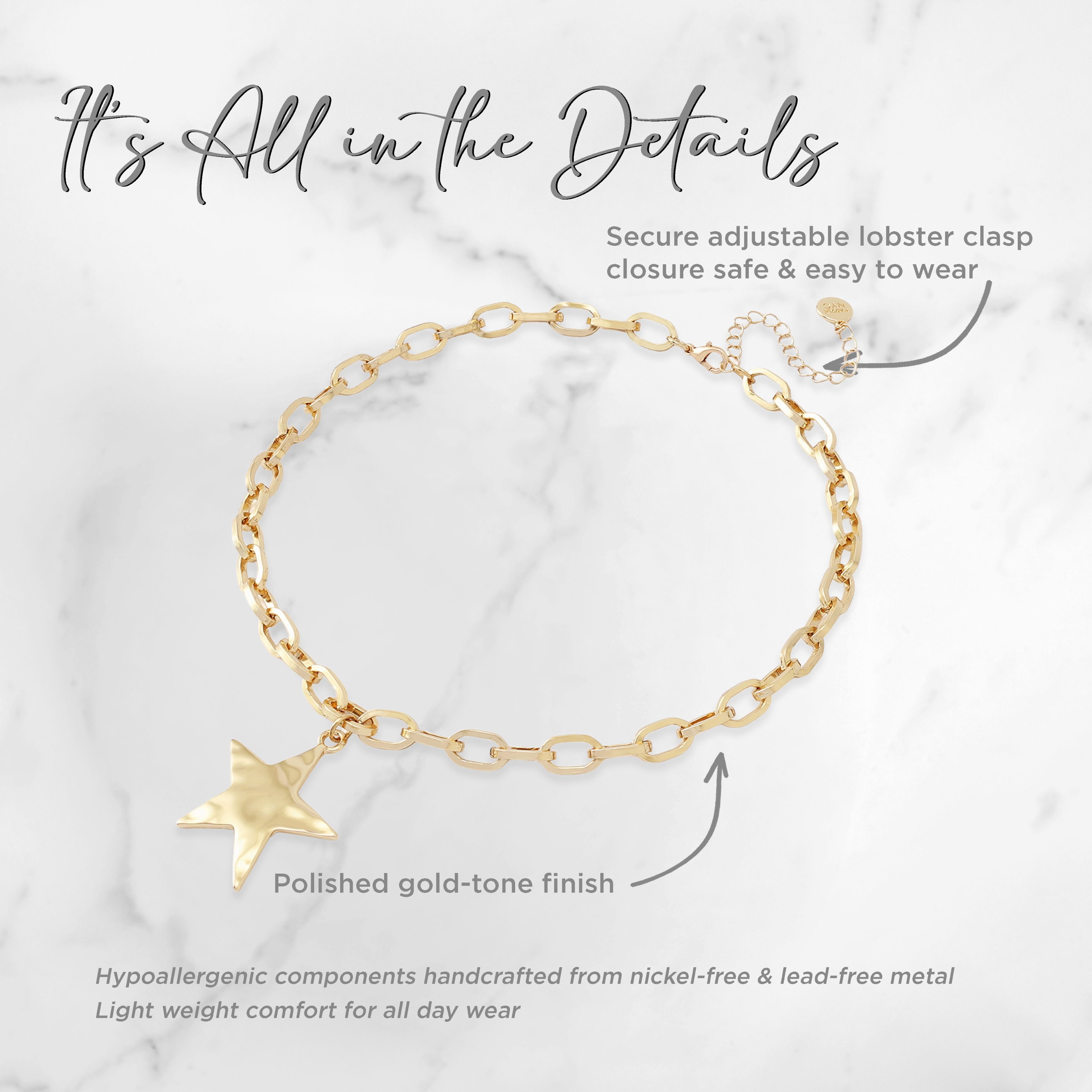Madden NYC Women's Fashion Gold-Tone Star Pendant Necklace