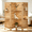 64inch Wide 4 Panel Natural, variant on 6 Panel Folding Room Divider with 3-Tier Shelves, 67" Tall Brown Wood Louvered Privacy Screen, 96" Max Wide Freestanding Partition Wall with Storage Shelves for Bedroom Living Room Home Office