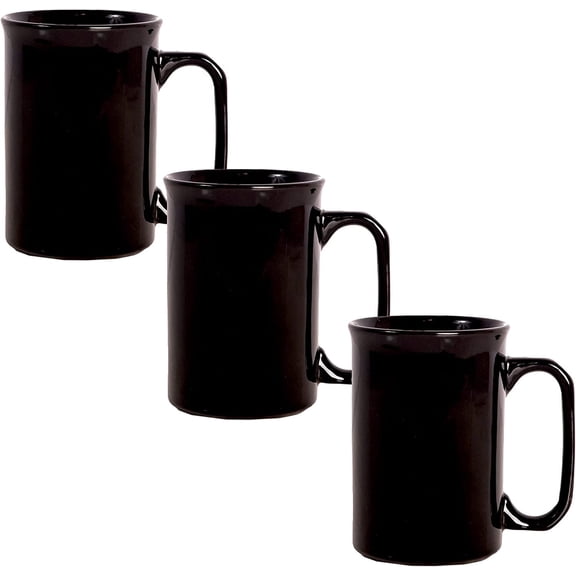 Servette Home Ceramic Coffee Mugs 12 oz (3 Black)