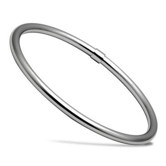 Women High Polished Stainless Steel Bangle with No Stone in No Stone - 8 in.