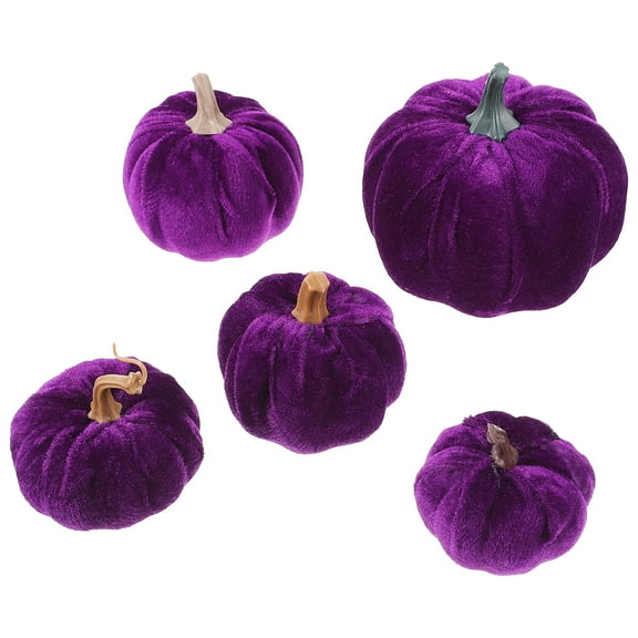 Beaupretty Small Fake Pumpkins Simulated Pumpkins Flannelette 5Pcs