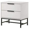 thumbnail image 3 of Noro Nightstand, 24 Inch, 2 Storage Drawers, Modern White, Black Metal, 3 of 6