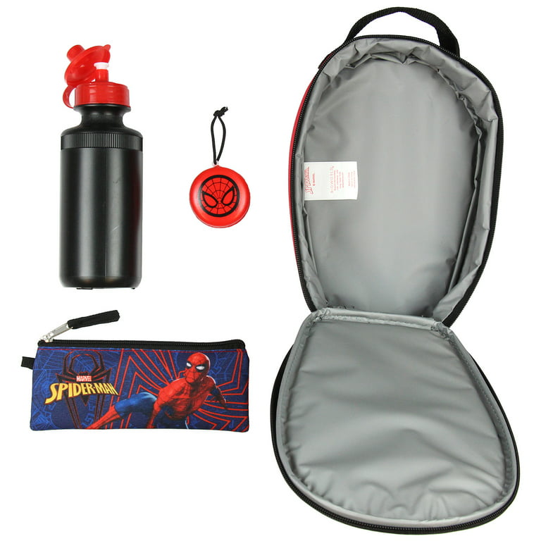 Marvel Studio Spiderman Backpack and Lunch Box Set - 16” Spiderman Backpack  for Boys 8-12 Bundle with Spiderman Lunch Box for Boys 8-12, Water Bottle