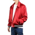 thumbnail image 1 of Ma Croix Men's Premium Satin Hipster Inspired Button Up Light Activewear Mesh Lined Bomber Jacket, 1 of 7