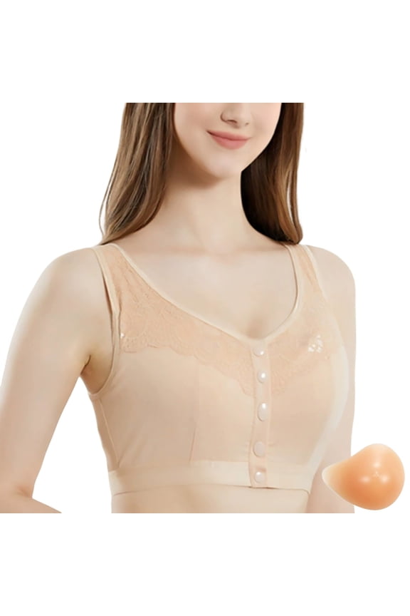 Womens Front Closure Bras Wide Straps V Neck Support Molded Cup Everyday Bras Daily Casual Comfort Support Bras