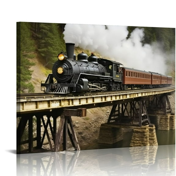 COMIO Colorado Steam Train Crossing Bridge Poster Canvas Wall Art Printins Picture home Decor