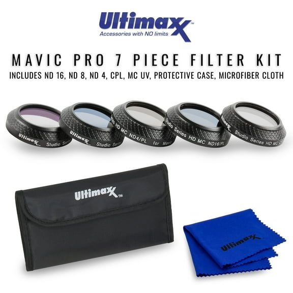 Ultimaxx 5PC Drone Camera Filter Kit (UV, CPL, ND4, ND8, ND16) For DJI Mavic Drone Camera