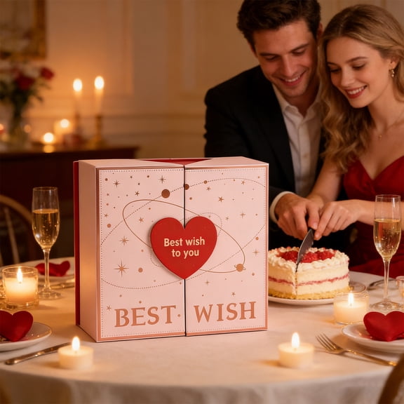 Heart Shaped Double Door Gift Box for Valentine's Day with Gold Foil Large Capacity and Elegant Romantic Present for Couples and Her Girlfriend Boyfriend Anniversary Birthday Party,M