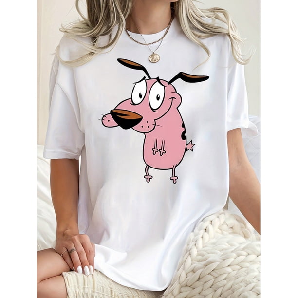 Women's Casual Pink Funny Dog Graphic Tee - Comfy Short Sleeve, Round Neck, Stretch Polyester Fabric, Machine Washable, Comfy Tee | Playful Print | Knit Fabric, Dog Tshirt